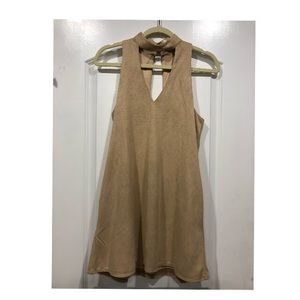 Velvet tan halter dress